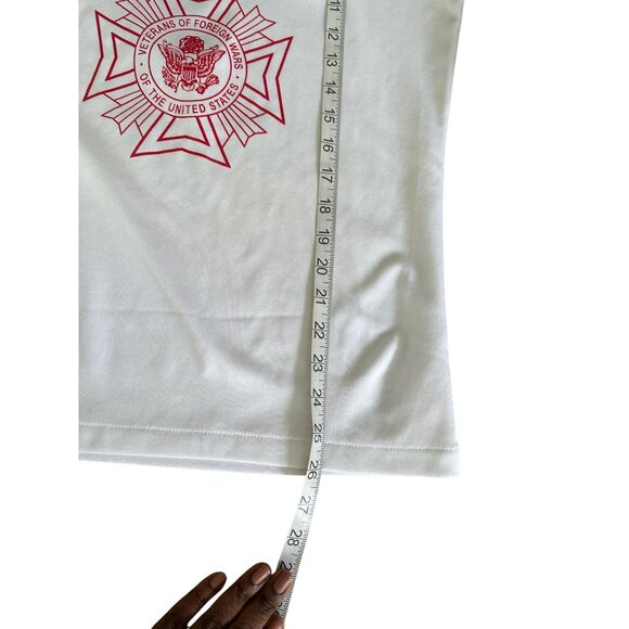 70s White Baseball Short Sleeve Ringer Tee Veterans Of Foreign Wars Athletic M - Picture 7 of 8